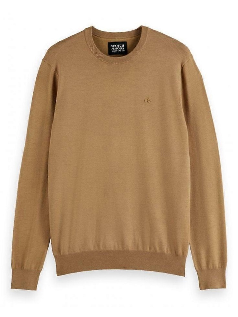 Men's Scotch & Soda Viscose Pullover Crew Neck Light Camel